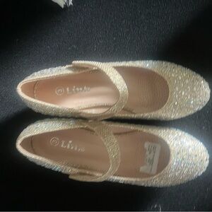 NWOT Glittery Gold Kids Shoes
